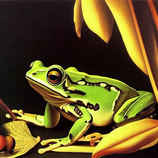 Prompt: The best painting of a frog of all time, by Caravaggio