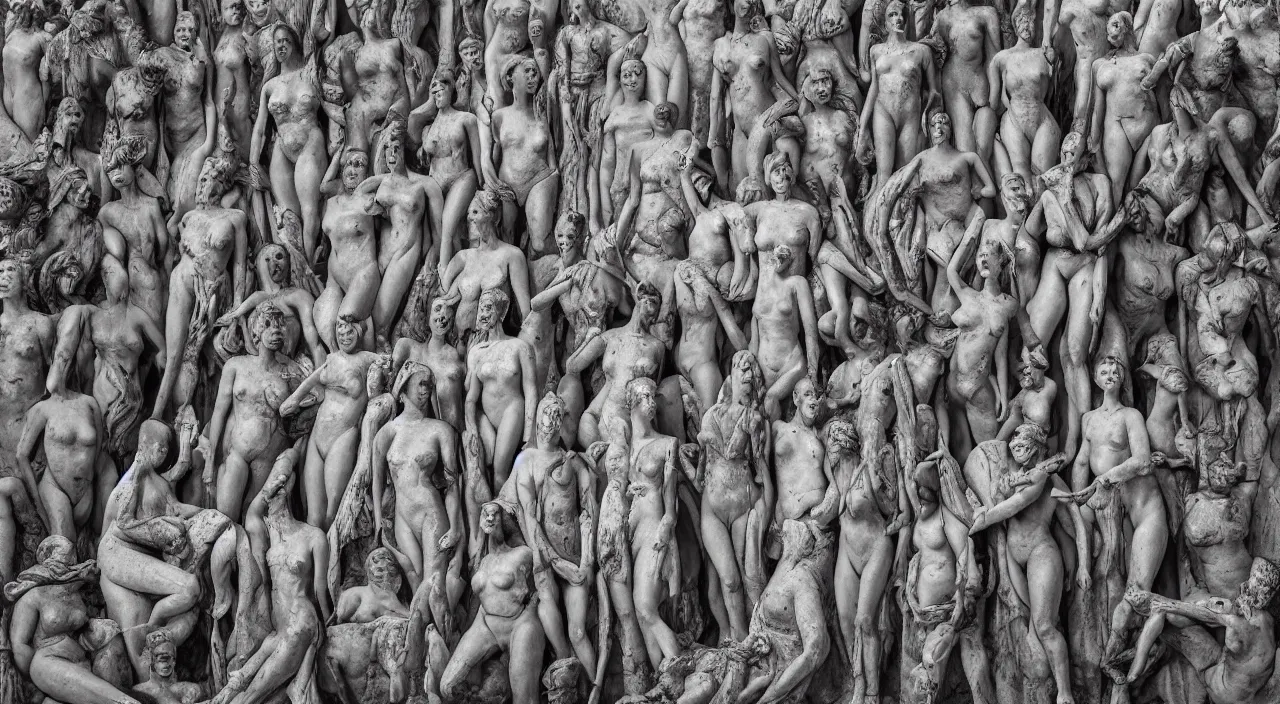 Prompt: 5 0 giant women body sculptures shaping as colums and sculptures a surrealistic building at the kingdom of julius caesar, roman historic works, hyper - detailed, artstation trending, world renowned artists, historic artworks society, antique renewel, good contrast,, cgsociety, deviantart, by gustave dore, 2 4 mm lens, photorealist, national geographic