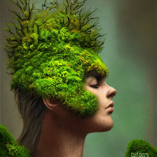 Prompt: Moss that steals emotions. fantasy art.