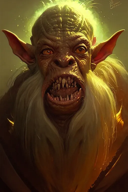 Image similar to elder goblin portrait, by bayard wu, anna podedworna, gaston bussiere, greg rutkowski