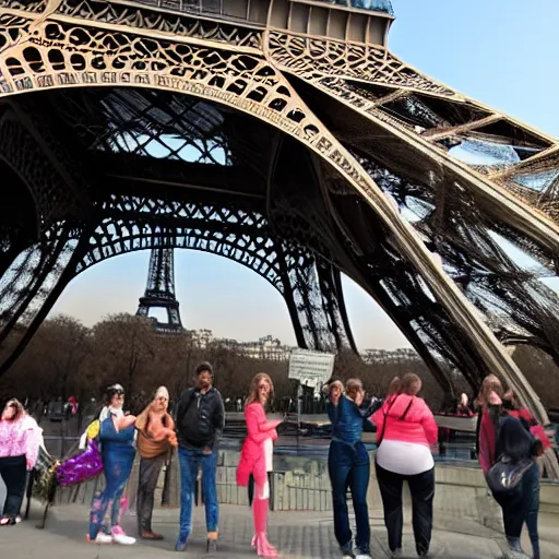 Image similar to fat people visiting the eiffel tower