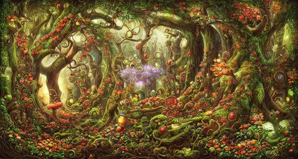 Prompt: Enchanted and magic forest, by Naoto Hattori