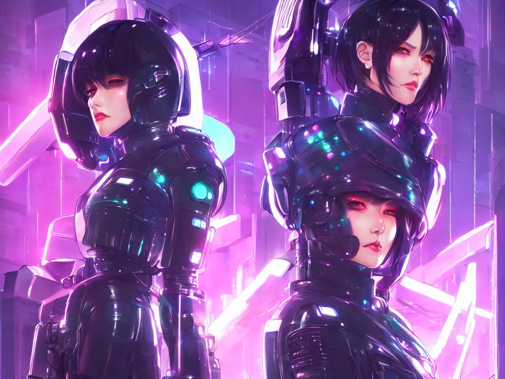 Prompt: portrait anime visual futuristic female cyber police, on cyberpunk neon light tokyo rooftop, ssci - fi and fantasy, intricate and very beautiful, human structure, concept art, sharp focus, anime by rossdraws and magali villeneuve and liya nikorov and luxearte, frostine engine