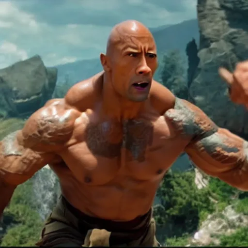 Prompt: Dwayne Johnson is The Boulder!, Avatar: The Last Airbender!, cinematic shot