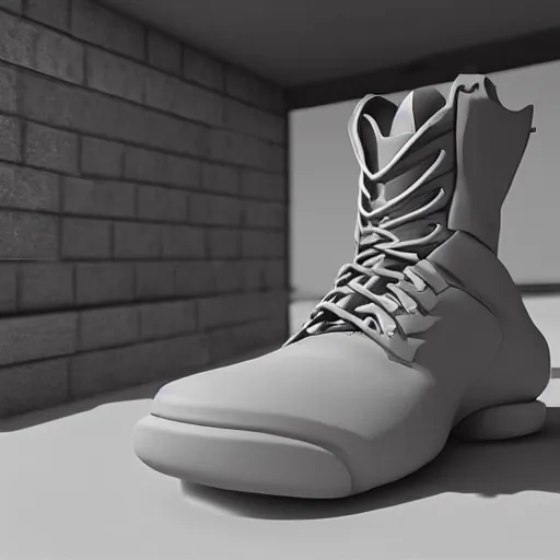 Image similar to A incredible one of a kind futuristic 3 dimensional boot, unreal engine, ambient occlusion, rtx raytracing, by kah__bane on instagram