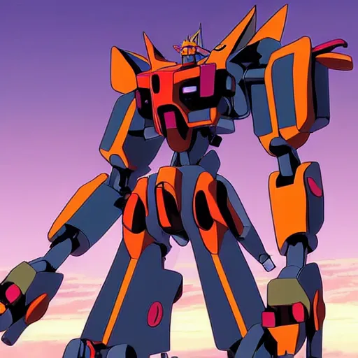 Image similar to A colossal Mecha in Evangelion style