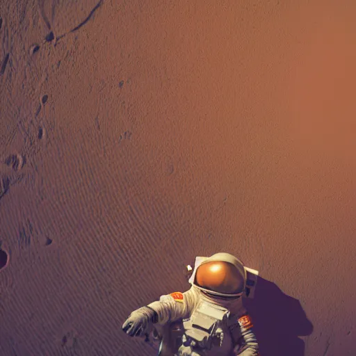 Prompt: an astronaut sleeping on the surface of mars, earth in the distance, cinematic, grain, smooth, 8 k