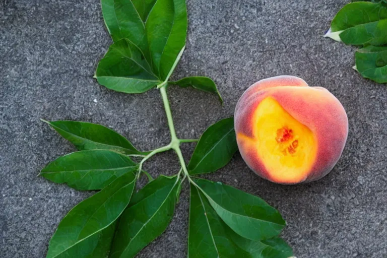 Image similar to a peach with eyes and a queen crown photo