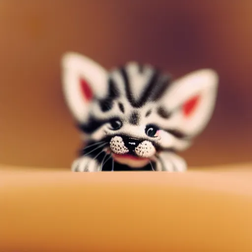 Image similar to macro photo of little tiny micro kitten, 35 mm,