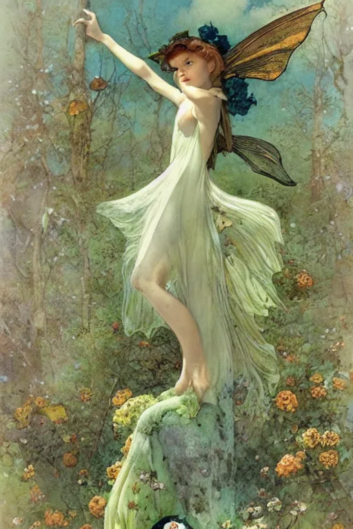 Image similar to a faerie, by jean - baptiste monge and maxfield parrish