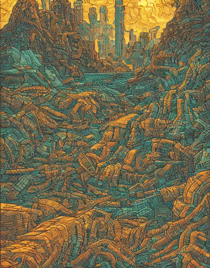 Image similar to industraial & utility art by dan mumford