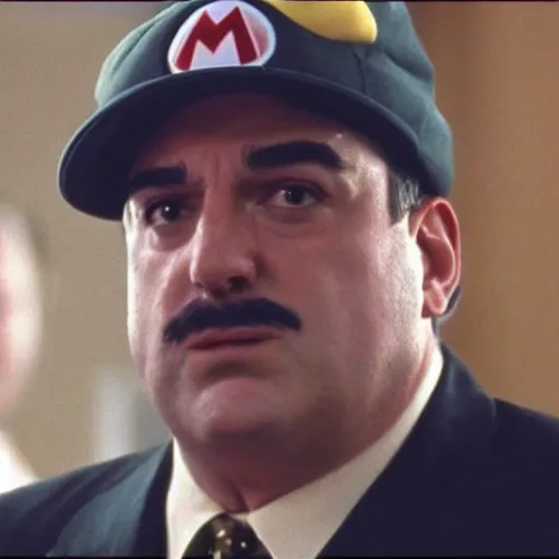 Image similar to mario in an episode of the sopranos ( 1 9 9 9 ), 4 k, cinematic, hbo, screencap, realistic, the sopranos, film footage