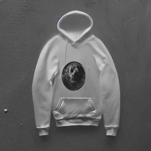 Image similar to a white hoodie on the moon surface