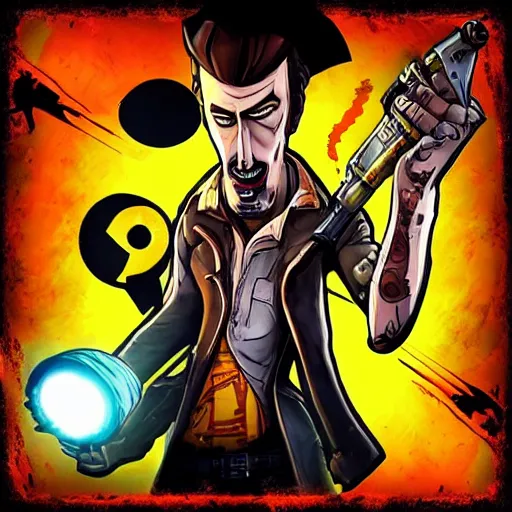 Image similar to “handsome jack, borderlands 2 art style”