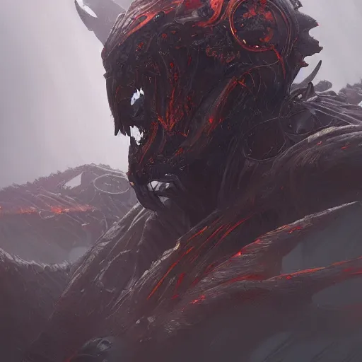 Image similar to mechanical demon, elden ring, concept art, smooth, sharp focus, beautifully detailed, photorealistic intricate, grimdark, symmetrical, 4 k, trending on artstation by greg rutkowski