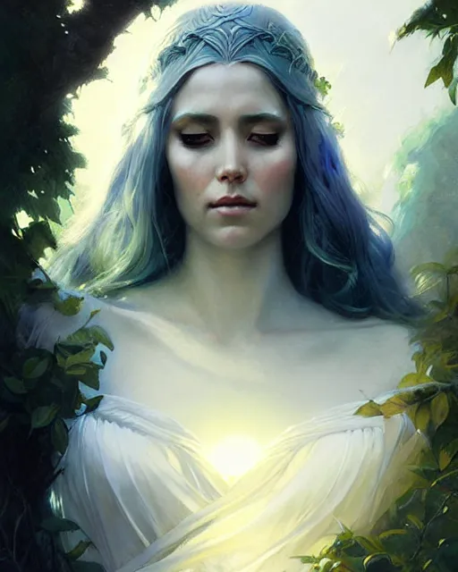 Image similar to elven goddess of dreams | | realistic shaded, fine details, fine - face, realistic shaded lighting poster by greg rutkowski, magali villeneuve, artgerm, jeremy lipkin, michael garmash, rob rey