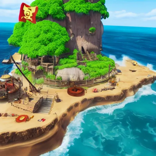 Image similar to onepiece pirate island fiesta, unreal engine, 8 k, ultra realistic, ultra detail