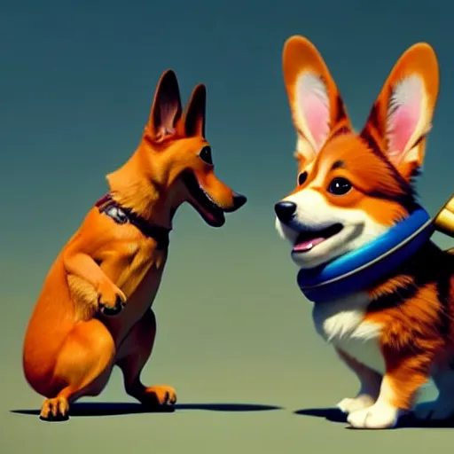 Image similar to weta disney pixar movie still photo of funny corgi with baseball bat : : dog by pixar : : by weta, greg rutkowski, wlop, ilya kuvshinov, rossdraws, artgerm, octane render, iridescent, bright morning, anime, liosh, mucha : :