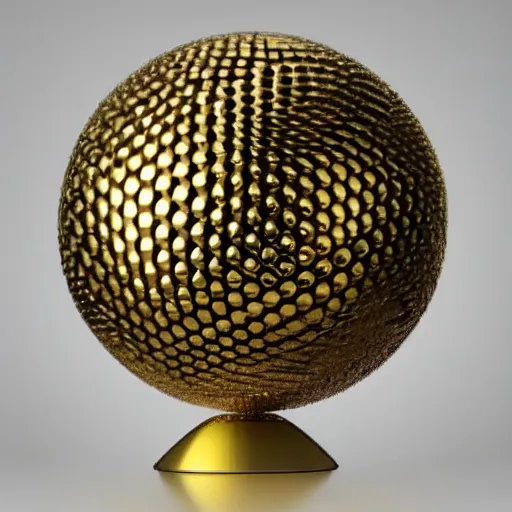 Image similar to a gold ball in 1 0 different colors arranged into a sphere