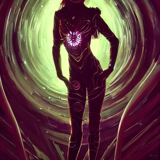 Prompt: it isn't all bad. darkness is where the stars are, set in the future 2 1 5 0, highly detailed face, very intricate, symmetrical, cinematic lighting, award - winning epic painting, painted by mandy jurgens, pan futurism, dystopian, bold colors, dark vibes, cyberpunk, groovy vibe, wispy smoke, anime aesthetic, featured on artstation