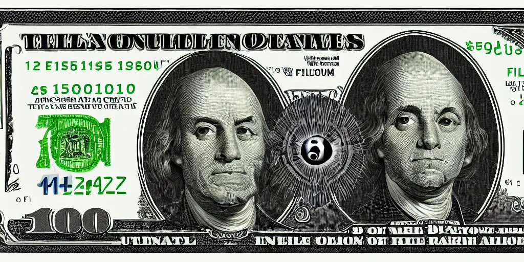 Image similar to ultra realistic 1 million dollars bill with Futurama Bender in the middle.