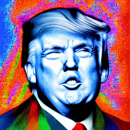Prompt: Donald Trump wearing the Coat of many colors, digital art, realistic portrait