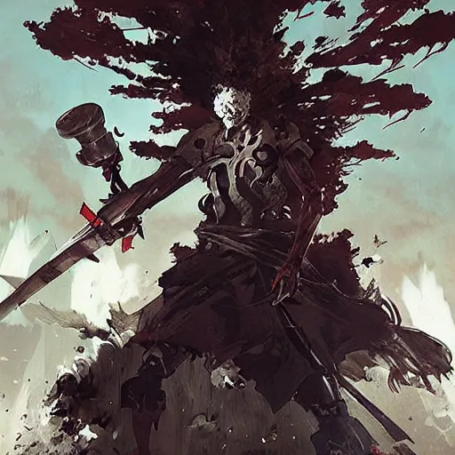 Prompt: afro samurai with robotic eyes in a dark fantasy cynerpunk style by greg rutkowski and android jones, digital art, afrofuturism anime
