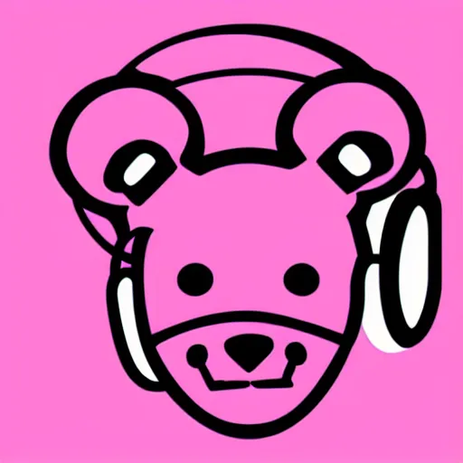 Image similar to a cute pink cuddly bear wearing headphones vector logo