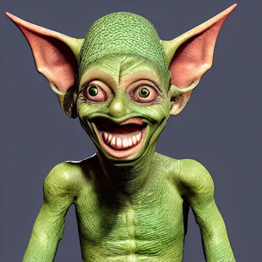 Prompt: a funny little goblin with a pickle nose