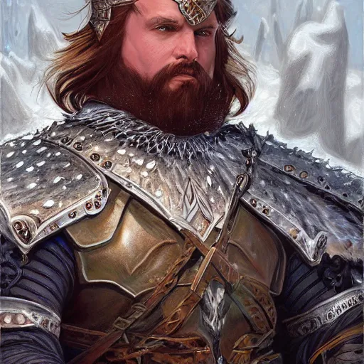 Image similar to winter knight as a fantasy d&d character, portrait art by Donato Giancola and James Gurney, digital art, trending on artstation