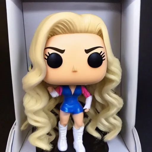 Image similar to peyton list funko pop, blonde hair