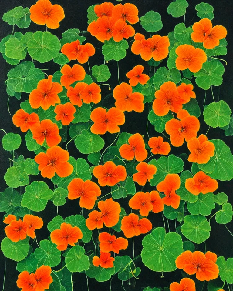 Image similar to fine painting of nasturtiums.