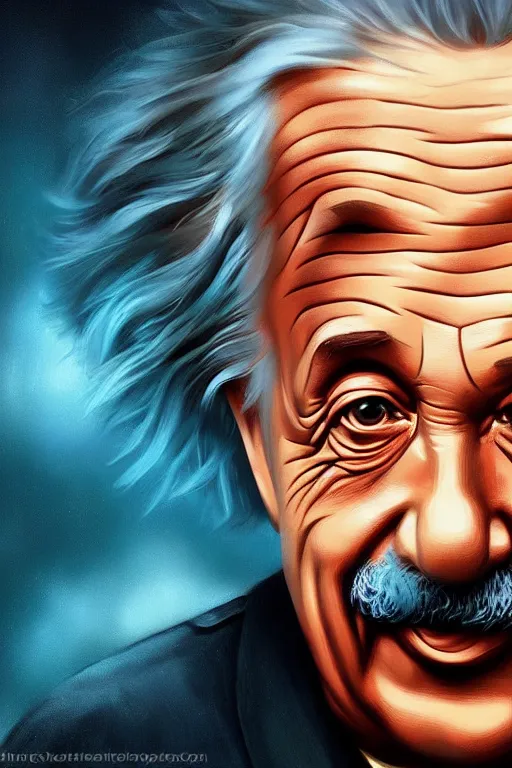 Image similar to intricate color portrait of albert einstein in the style of charlie bowater, 8 k octane beautifully detailed render