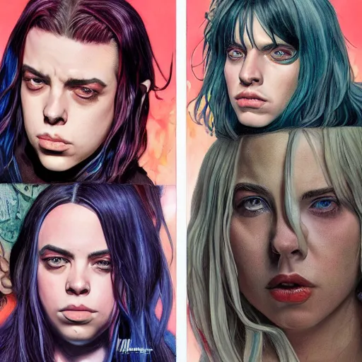 Image similar to Billie Eilish, by Chris Moore, by Mark Brooks, by Donato Giancola, by Victor Nizovtsev, by Rafael Albuquerque