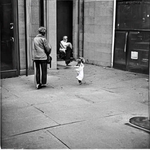 Image similar to street photography by vivian maier. professional photography.