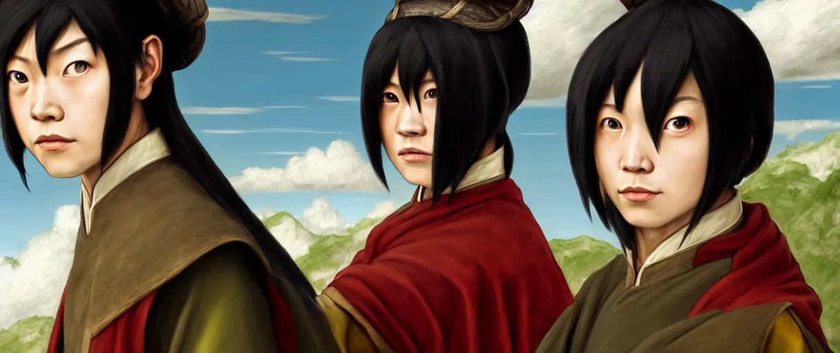 Image similar to hyperrealist highly detailed english medieval portrait of Toph Bei Fong, concept art avatar the last airbender dramatic studio lighting 8k wide angle shallow depth of field