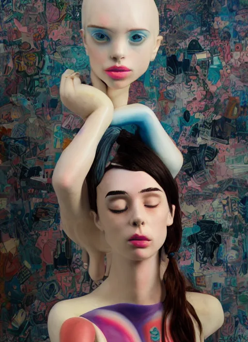 Image similar to studio photograph of a contemporary ceramic sculpture of a modular quirky emma roberts krysten ritter by hikari shimoda and jack gaughan