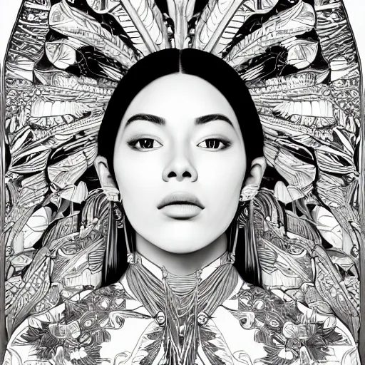 Prompt: the portrait of an extremely beautiful, gorgeous, elegant, graceful, and sophisticated young native american woman partially made of cucumbers, an ultrafine detailed illustration by james jean, intricate linework, bright colors, final fantasy, behance contest winner, vanitas, angular, altermodern, unreal engine 5 highly rendered, global illumination, radiant light, detailed and intricate environment
