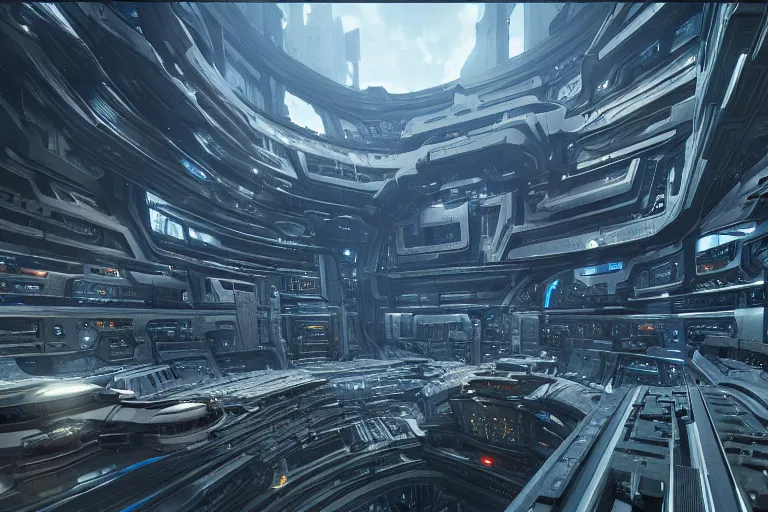 Prompt: massive sci fi megastructure, unreal engine 5, octane render, detailed, maximalism, greeble