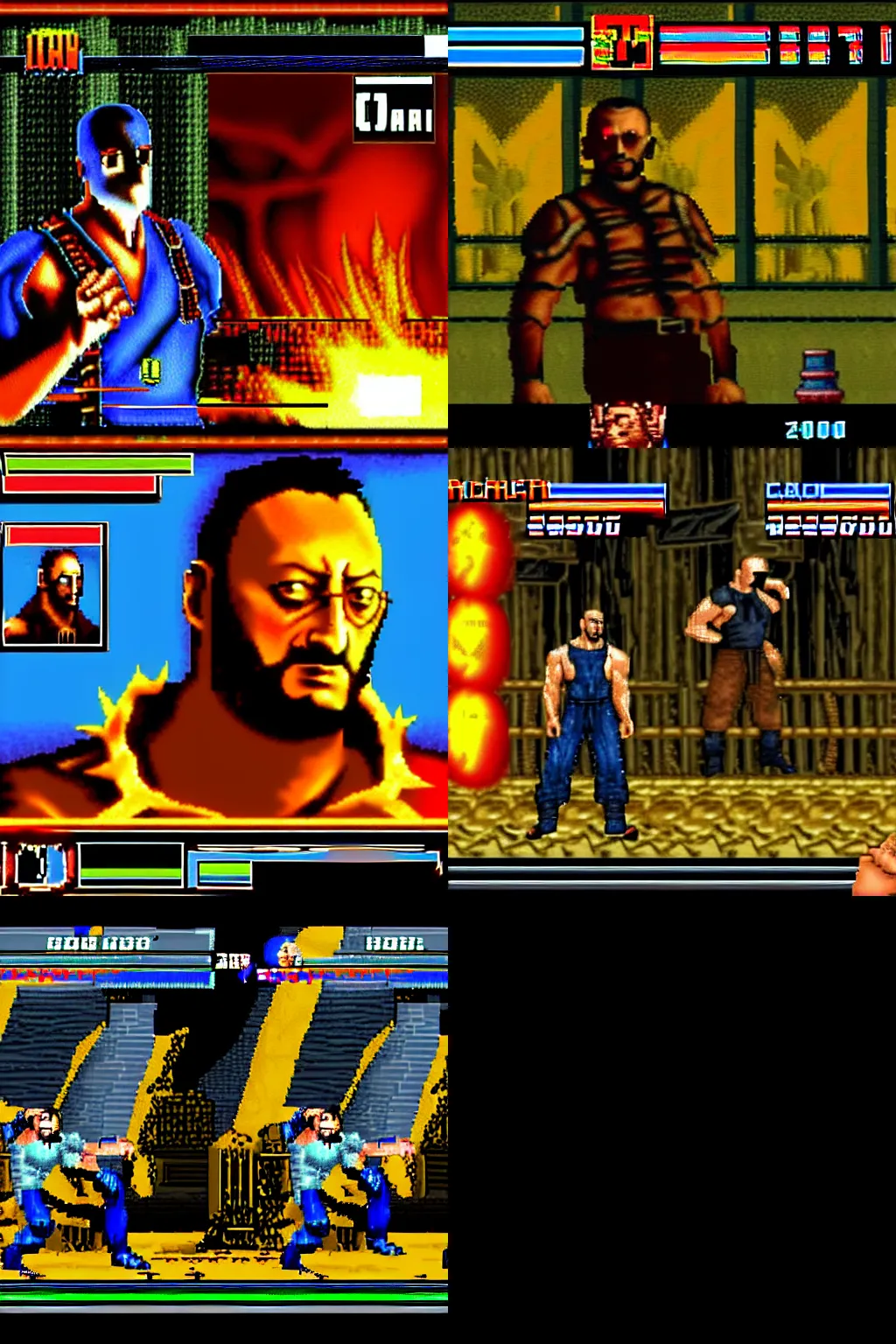 Prompt: jean reno in mortal kombat 2 arcade game,screenshot