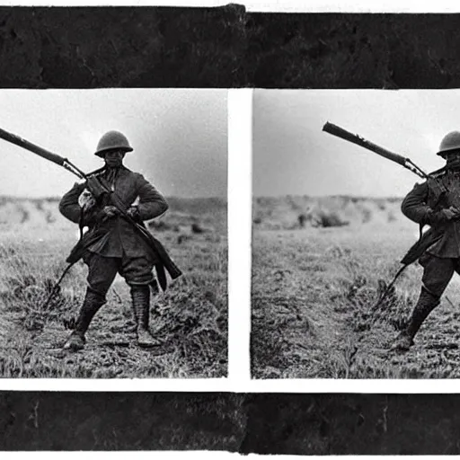 Prompt: previously unseen leaked ww1 photographs of kirby on the battlefield, soldier kirby photo restoration ww1 era photograph, soldier kirby in ww1 field