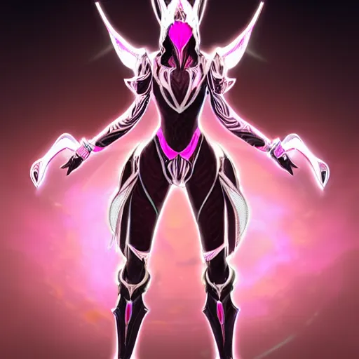 Image similar to highly detailed exquisite fanart, of a beautiful female warframe, standing elegantly, shining reflective off-white plated armor, slick elegant design, bright Fuchsia skin, sharp claws, close full body shot, epic cinematic shot, realistic, professional digital art, high end digital art, DeviantArt, artstation, Furaffinity, 8k HD render, epic lighting, depth of field