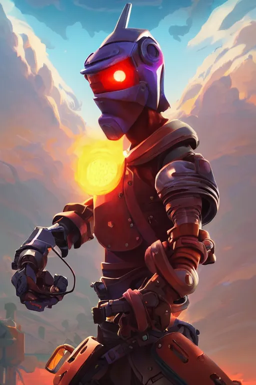 Image similar to epic mask helmet robot ninja portrait stylized as fornite style game design fanart by concept artist gervasio canda, behance hd by jesper ejsing, by rhads, makoto shinkai and lois van baarle, ilya kuvshinov, rossdraws global illumination radiating a glowing aura global illumination ray tracing hdr render in unreal engine 5