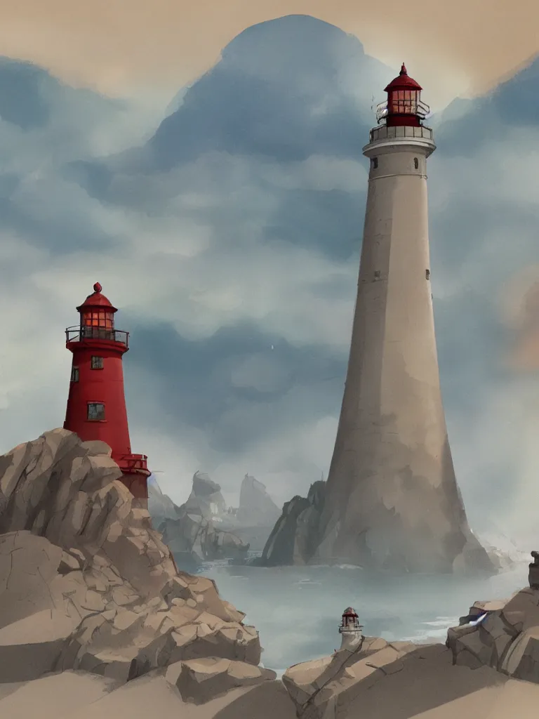 Image similar to lighthouse by disney concept artists, blunt borders, rule of thirds