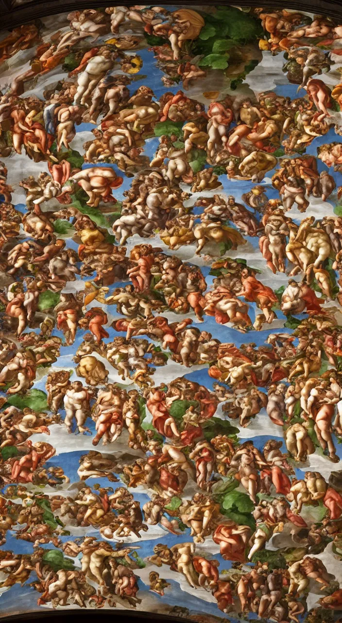 Image similar to a sistine chapel made of vegetables, 8 k, artstation, highdetailed