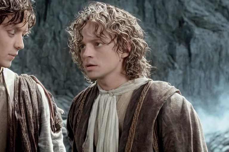 Image similar to larry stylinson stars in the lord of the rings return of the king, highly detailed, cinematic lighting, 4 k, arricam studio 3 5 mm film camera, kodak 5 2 7 9 ( tungsten - balanced ) film stock