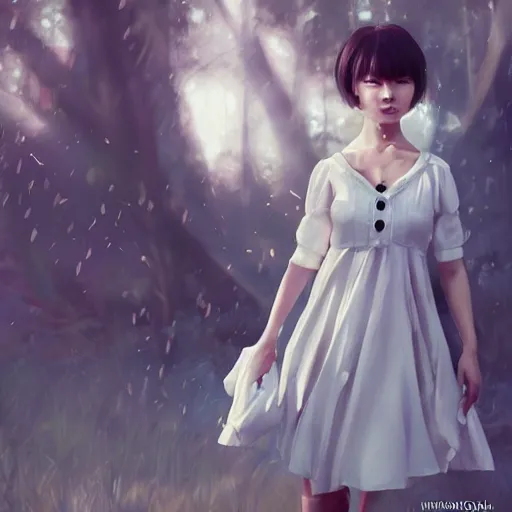 Prompt: clothed, worksafe. instagram photo, kodak portra. by wlop, ilya kuvshinov, krenz cushart, greg rutkowski, trending on pixiv. zbrush sculpt, octane, maya, houdini, vfx. full body portrait of a japanese junior idol, summer dress. oil painting. cinematic dramatic atmosphere, sharp focus, volumetric lighting.