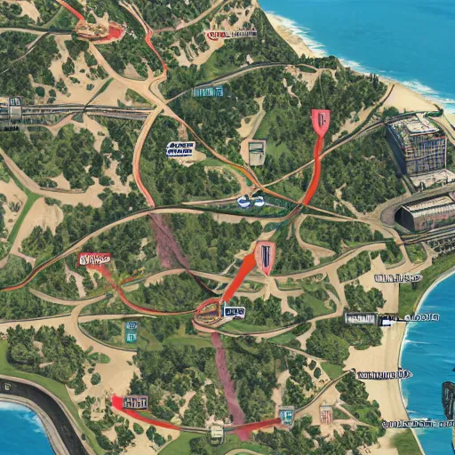 Prompt: the map of Gta V extended by a newer dlc
