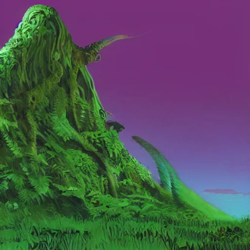 Prompt: green forest on mars, style of miyazaki, nausicaa,