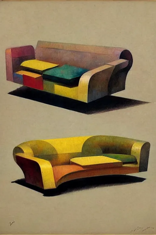 Image similar to (((((1950s cubist sofa . muted colors.))))) by Jean-Baptiste Monge !!!!!!!!!!!!!!!!!!!!!!!!!!!